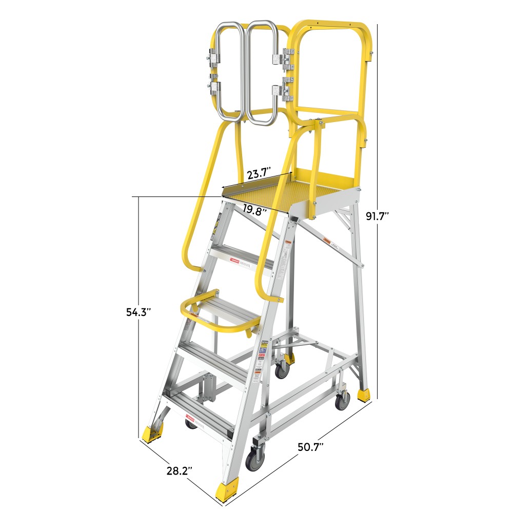5 Step 375 Lbs Aluminum Rolling Platform Ladder Rolling Work Cart