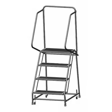 Ballymore H426r 5.7 Ft H Steel Rolling Ladder, 4 Steps, 450 Lb Load Capacity