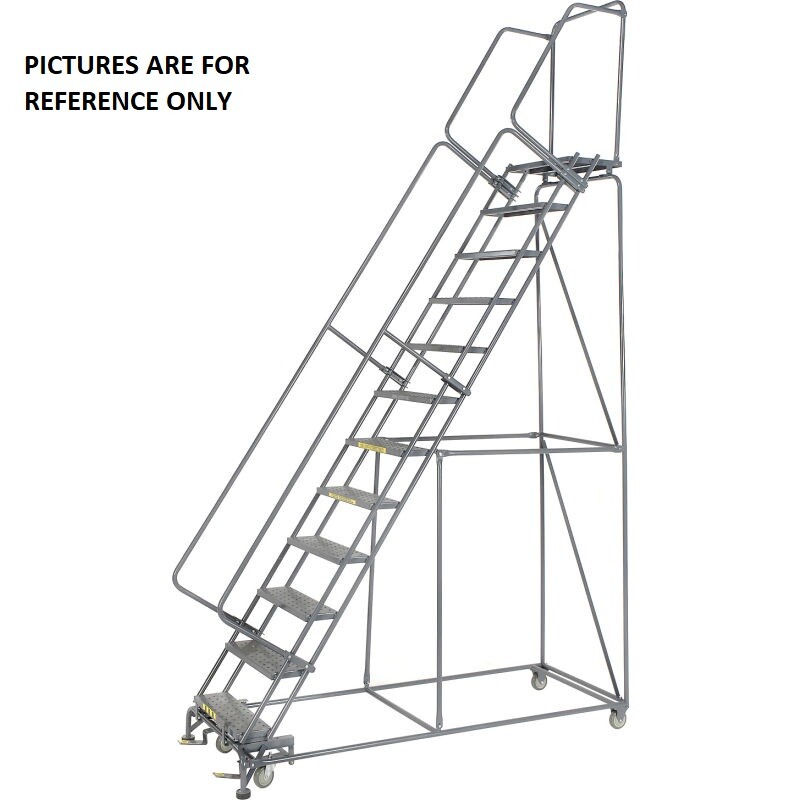 NEW! Ballymore 133 in H Steel Rolling Ladder, 10 Steps, 450 lb Load Capacity!!