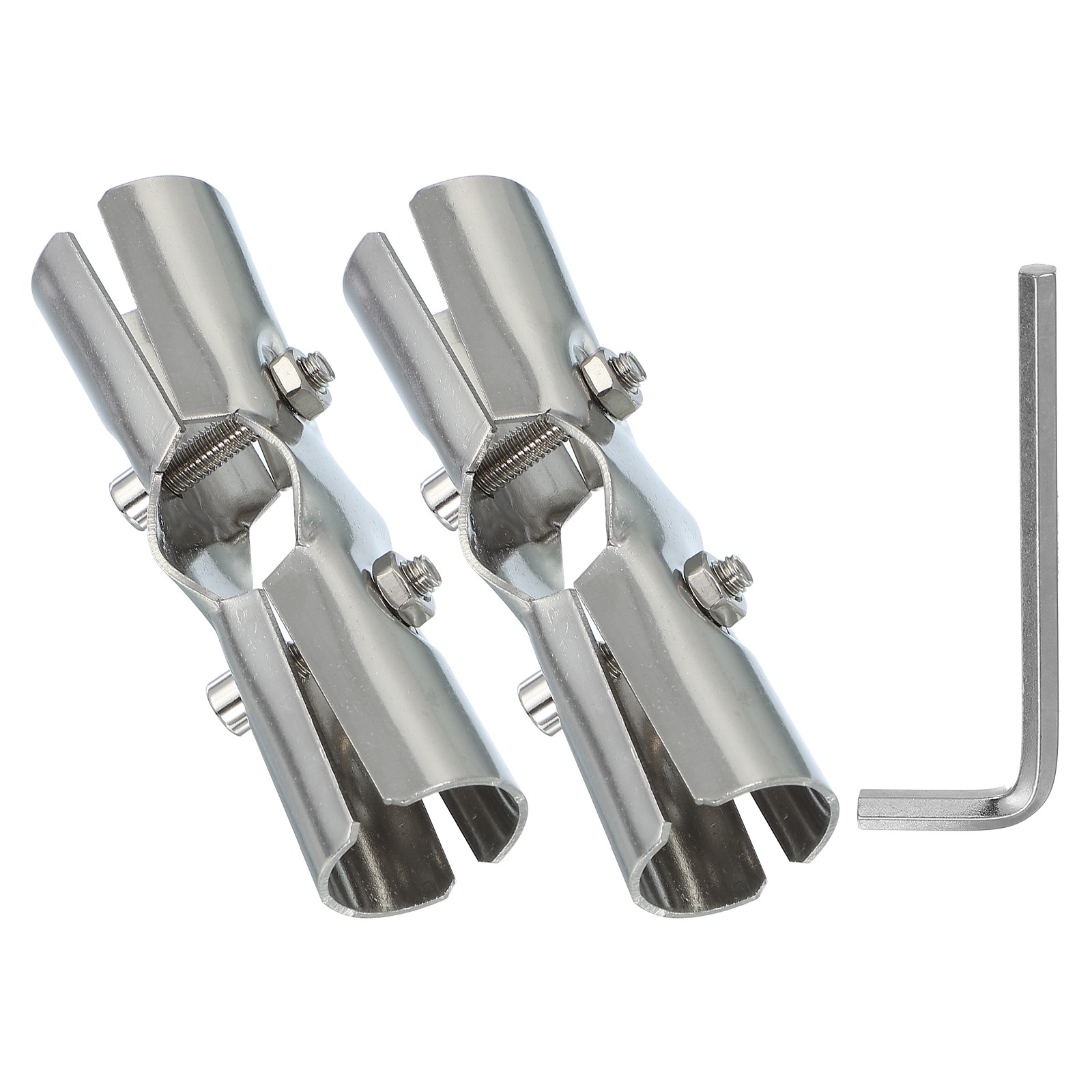 For 1″ 3 Way Pipe Connector, 2 Chain Clamps Fence, Silver