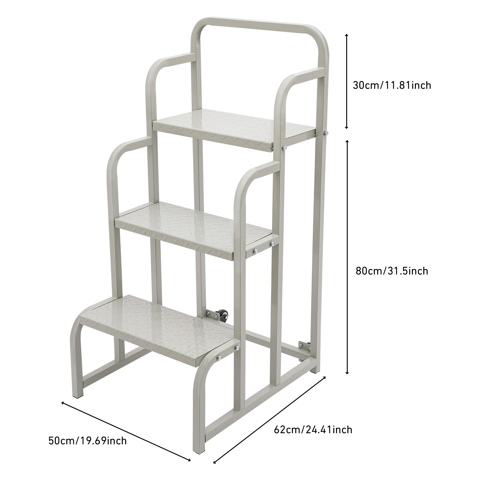 3-Step Stair Rolling Stair Supermarket Ladder Warehouse Pickup Shelf 300kg Load