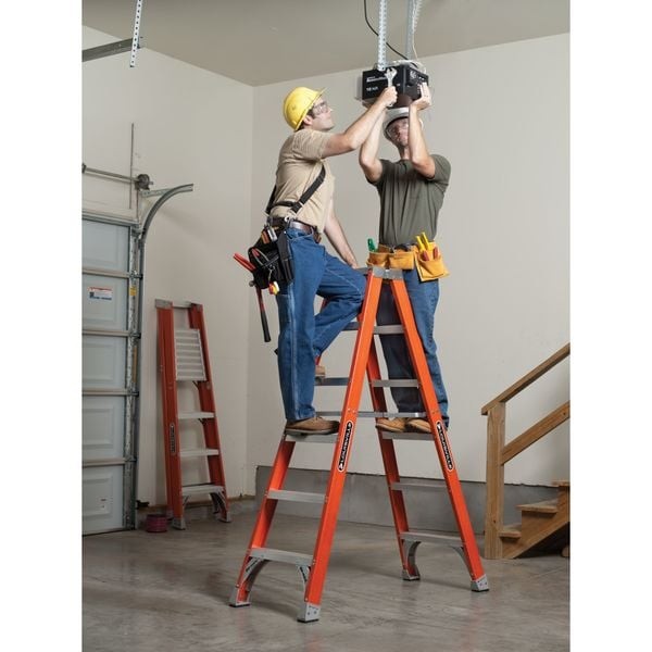 Louisville Fm1506 6 Ft Fiberglass Twin Stepladder, 300 Lb Capacity