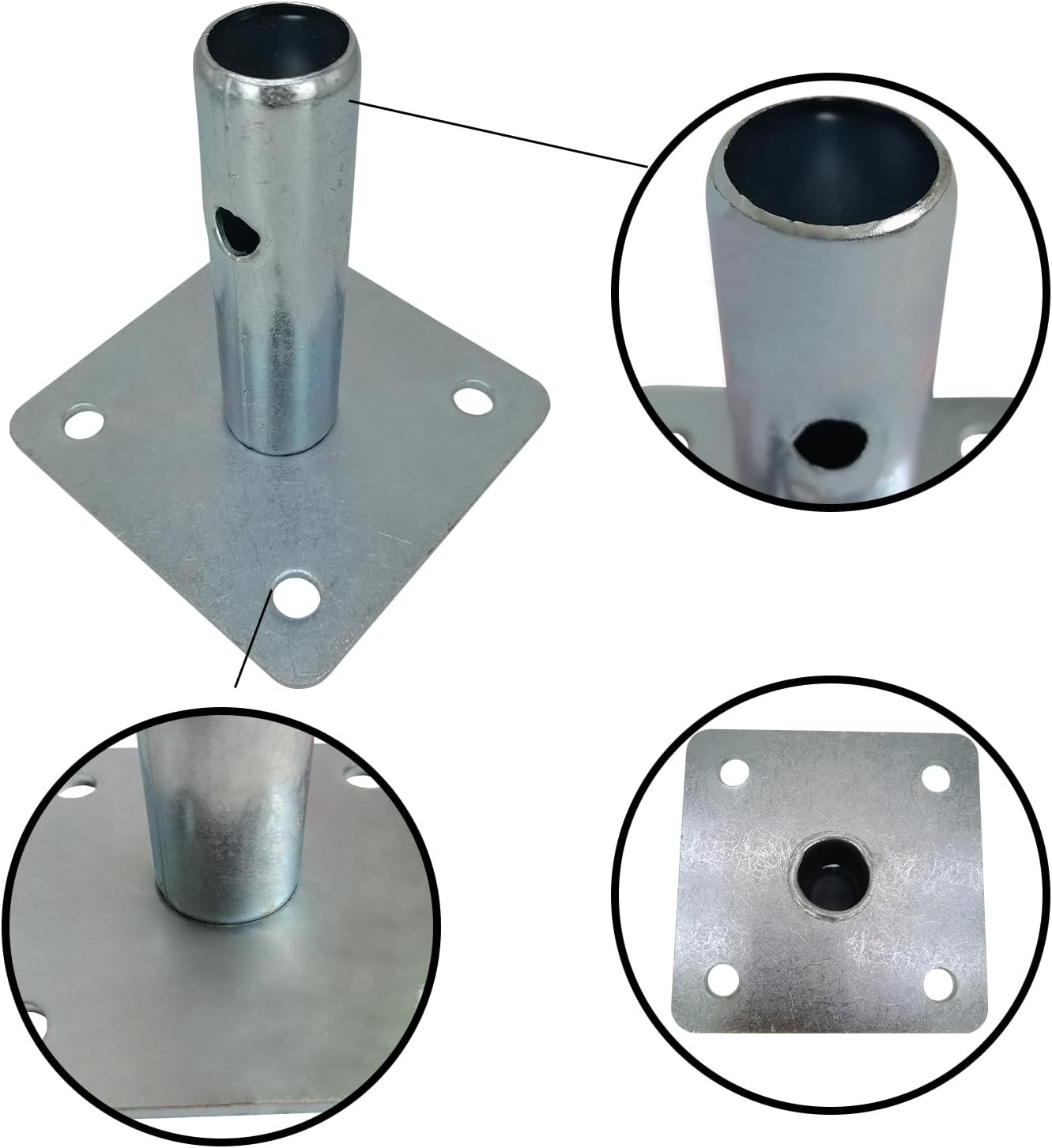 4 PCS Scaffold Base Plates with Pins for Baker Style Scaffolding, Galvanized