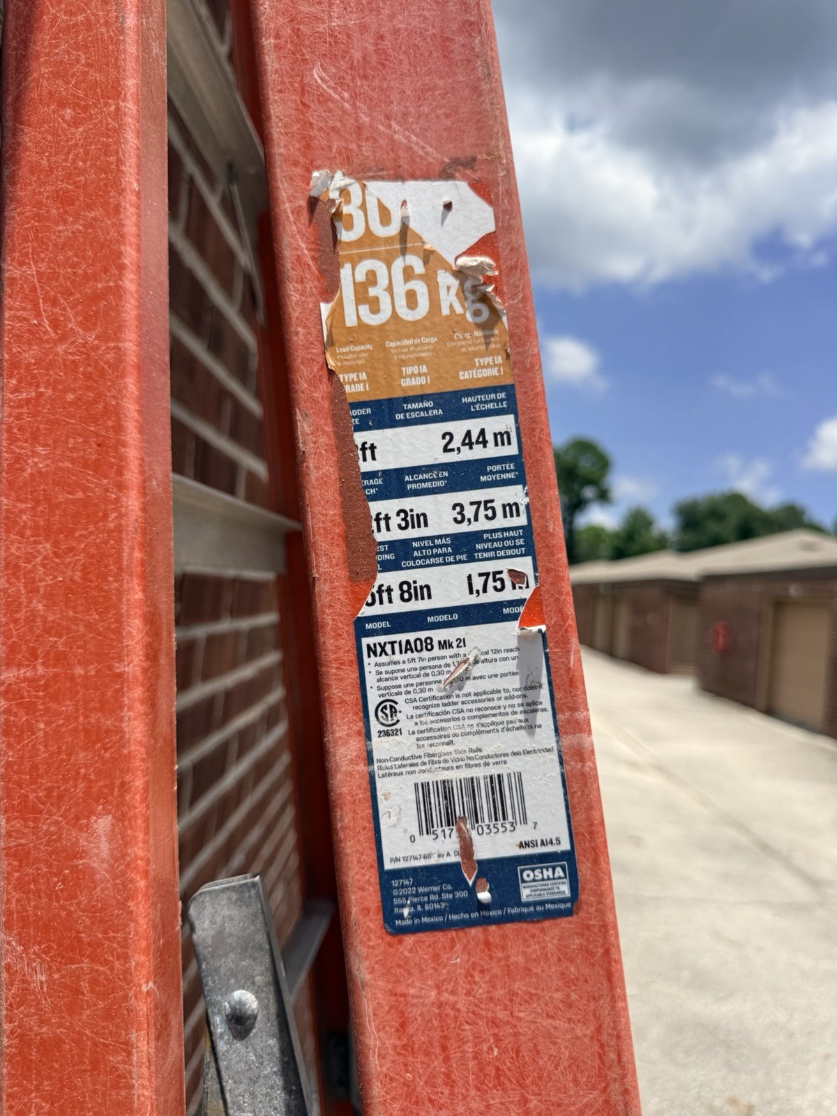 Werner Fiberglass Step Ladder Type IA 300 lb 8 ft NXT1A08 Mk 2
