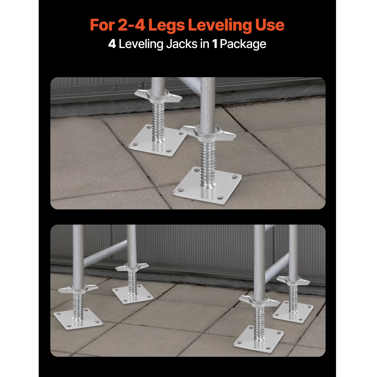 KFFKFF 4-Set 18.2″ Adjustable Scaffold Jacks, 3307lbs Capacity Carbon Steel