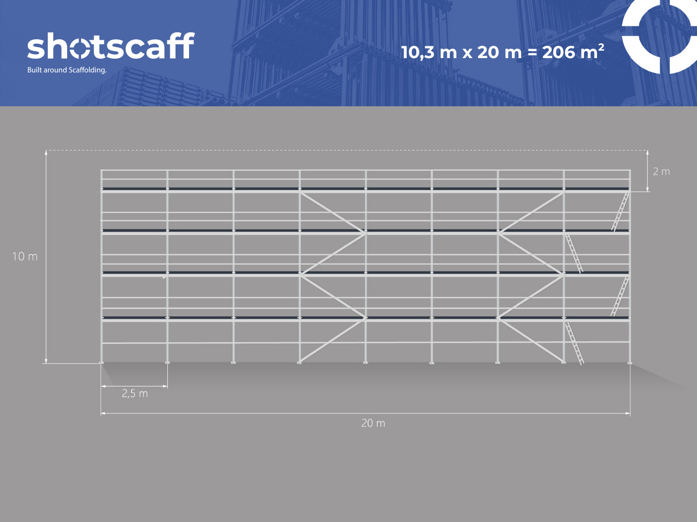 Facade scaffolding all steel 200m2 wooden floor 2.5m scaff 74 shipping FREE