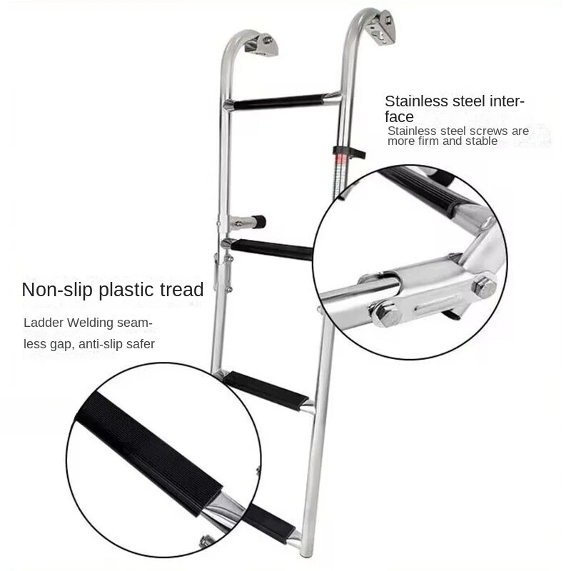 Stainless Steel Speedboat Yacht Boat Launching Deck Foldable Telescopic Ladder