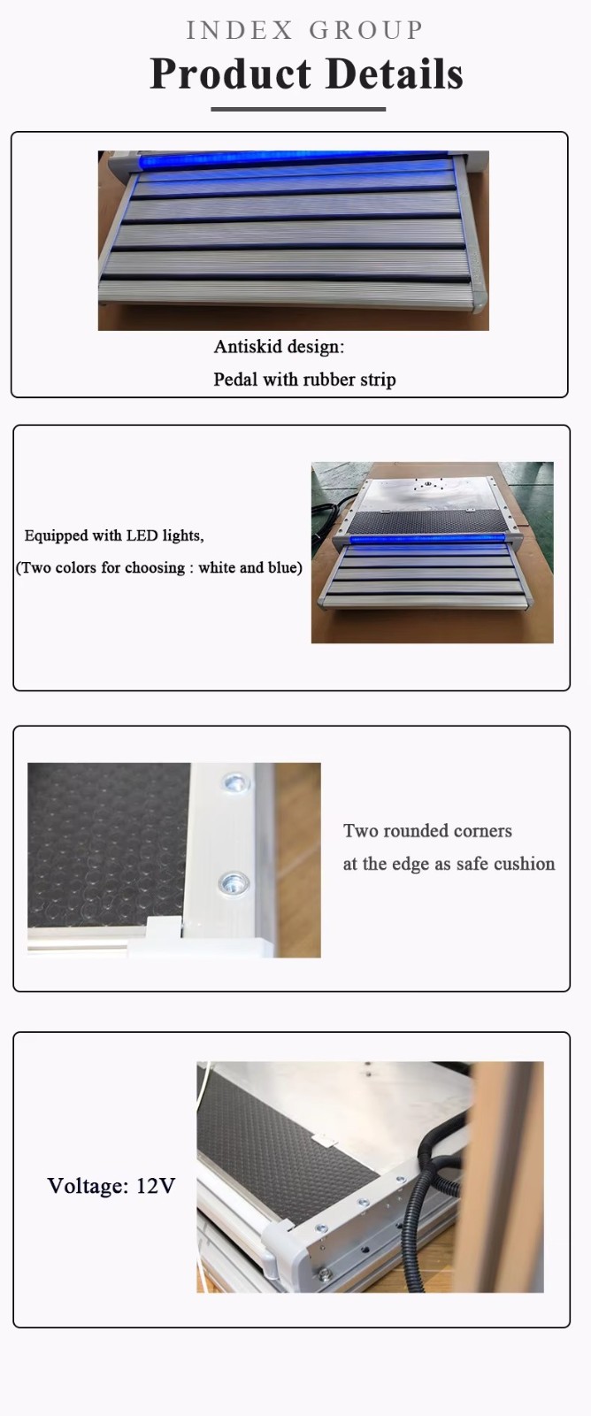 Aluminum Alloy RV Sliding Step Carbon Steel Motorhome Steps with 12V LED Light E