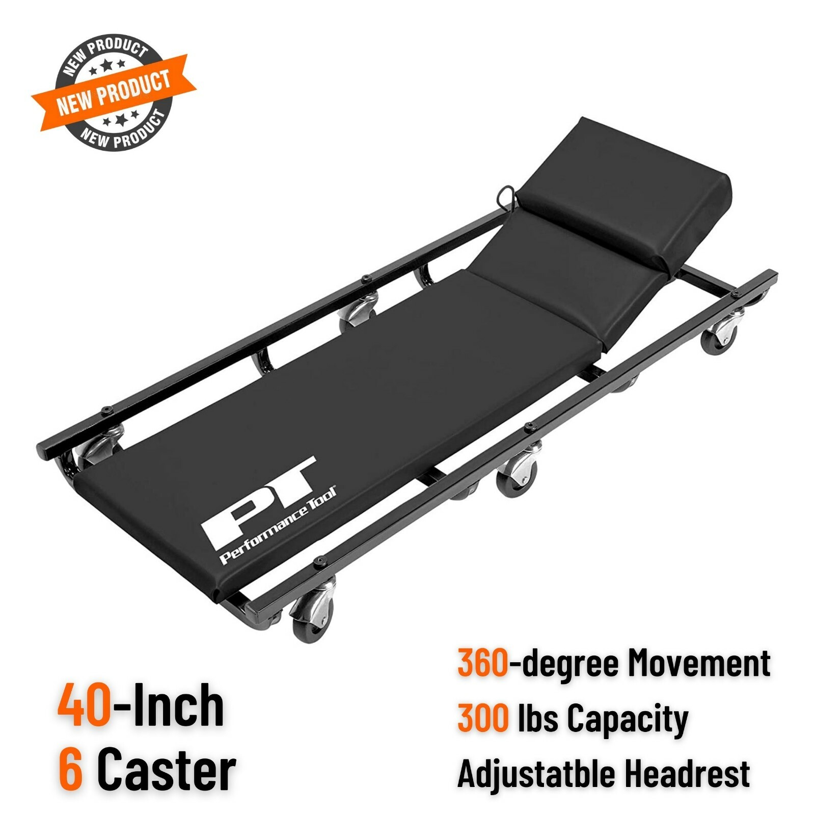 Low Profile Rolling Creeper w Cushioned Headrest Mechanic Car Repair Garage Shop