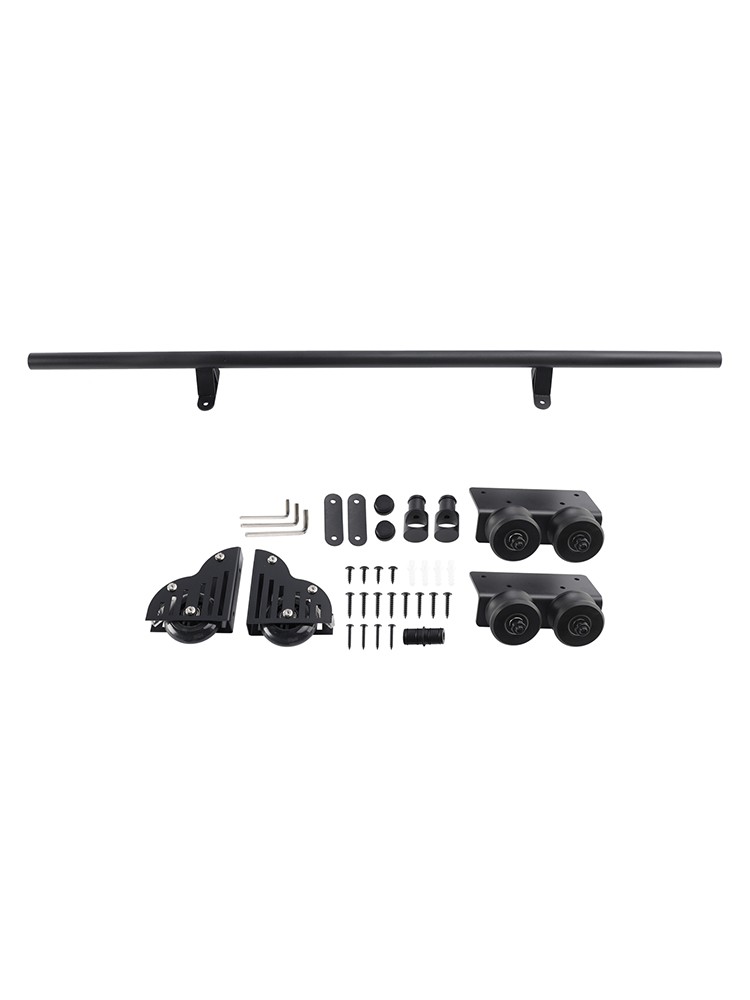 Rolling Library Sliding Ladder Hardware Kit with Brake 3.3FT Round Tube black