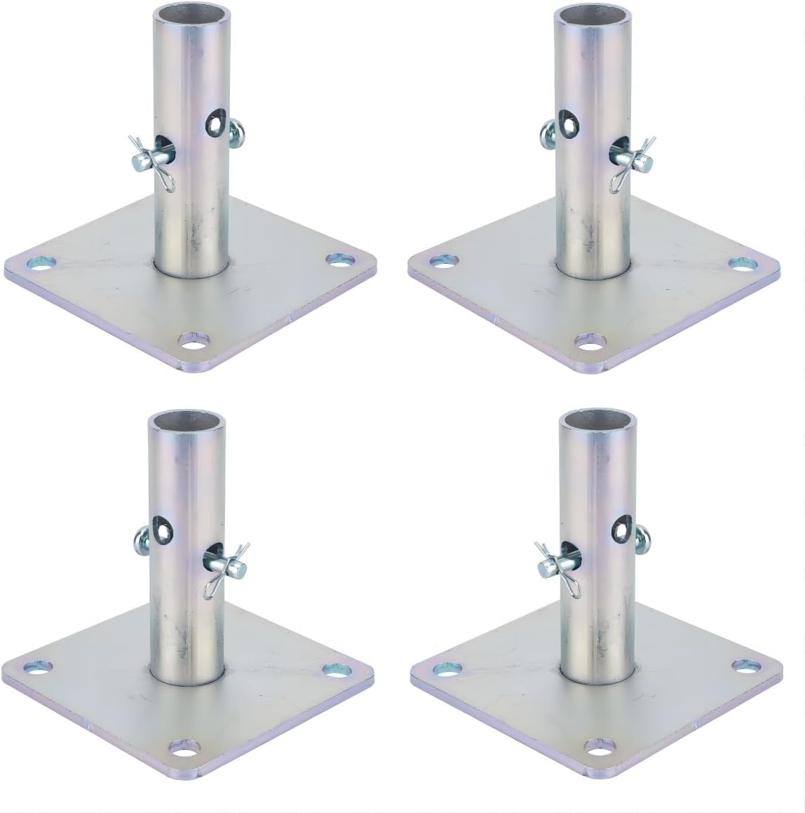 5″X5″X1-5/16″Od Galvanized Scaffold Base Plates Silver 4Pack.