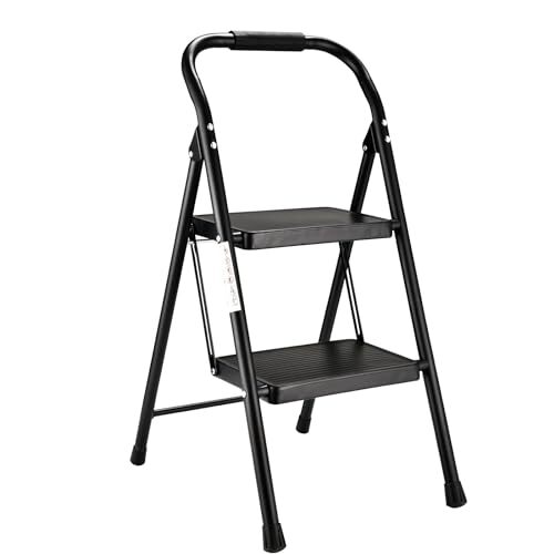 Step Stool for Adults,2 Step Ladder Folding 330lbs Anti Slip