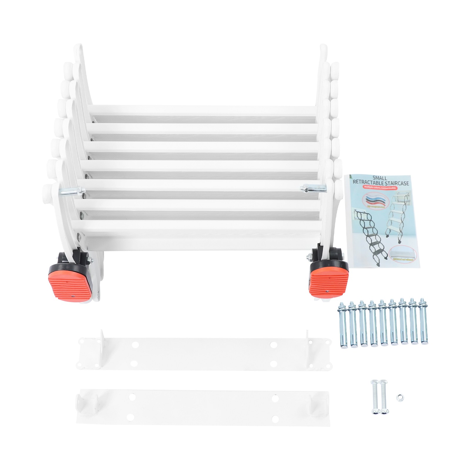 7-Steps Villa Retractable Folding Stair Wall Mounted Folding Ladder Step Ladders