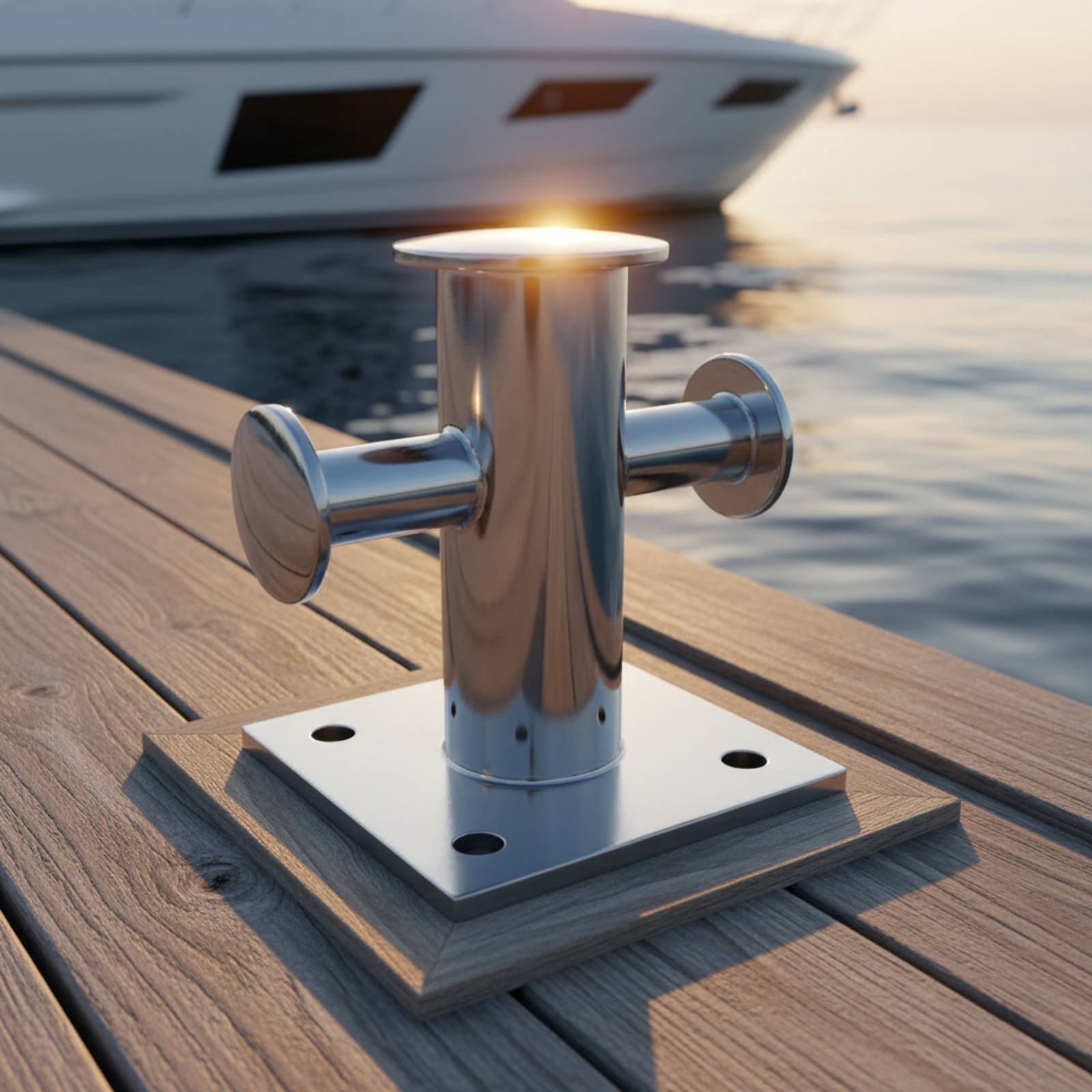Cross Docking Bollard Polished Finish Stainless Steel Dock Bollard for Marina