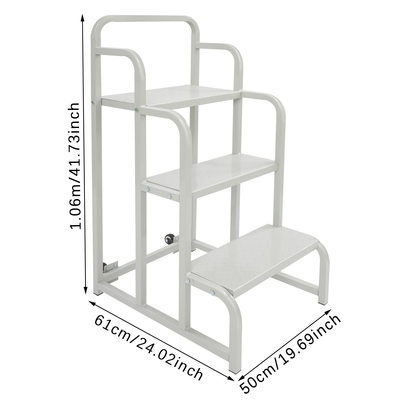 350kg Capacity Grocery Stair Mobile Store Ladder 3-Step Supermarket Shelf Ladder