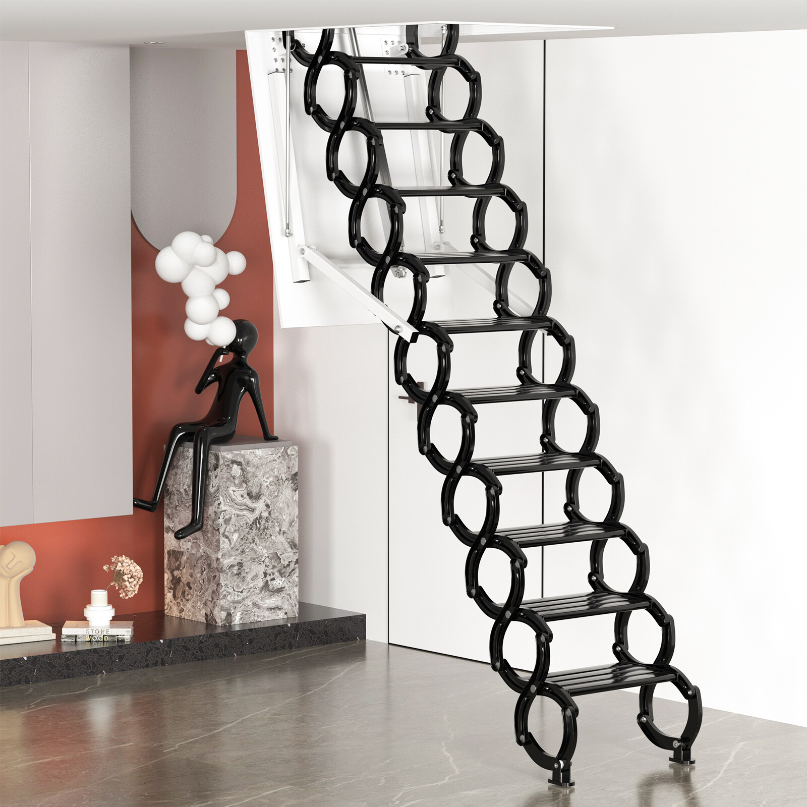 electirc attic ladder Aluminum folding 9.5ft with remote for loft EP