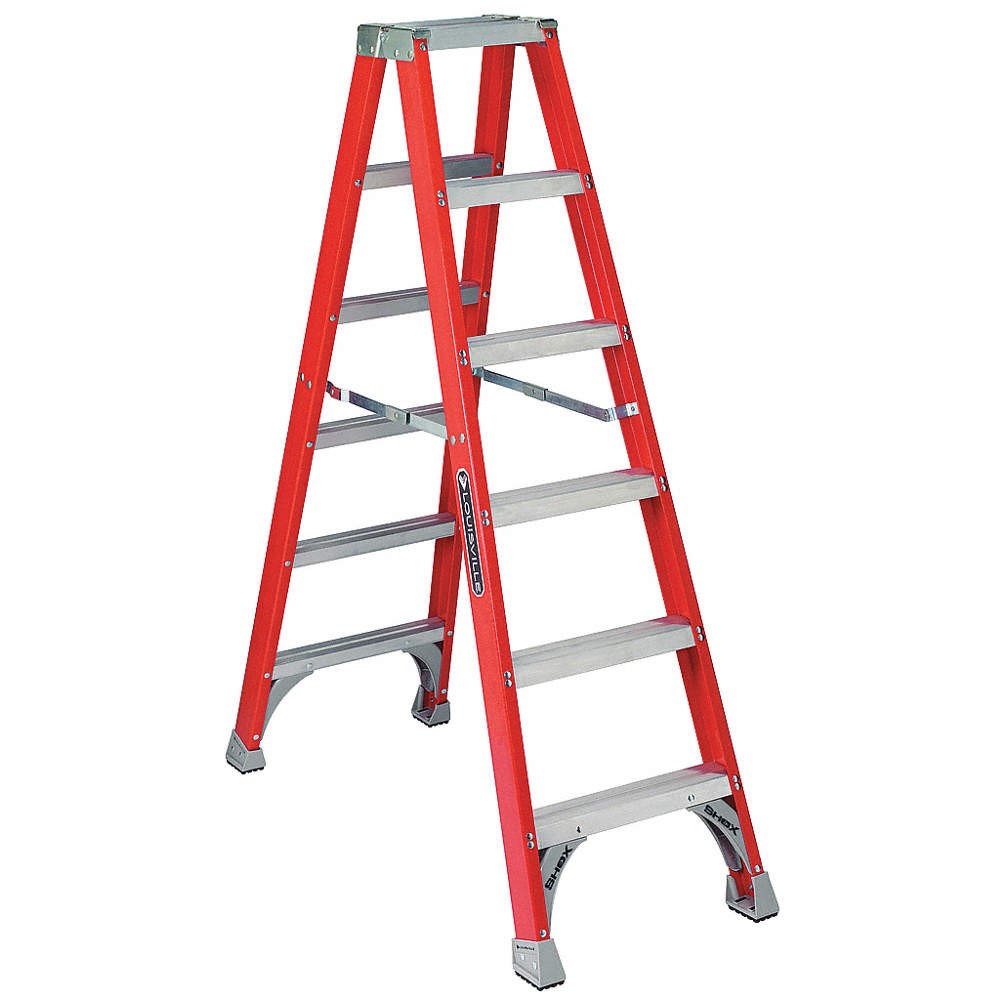 LOUISVILLE FM1506 Twin Stepladder,Fiberglass,IA,6ft,FM1500 1CMU5