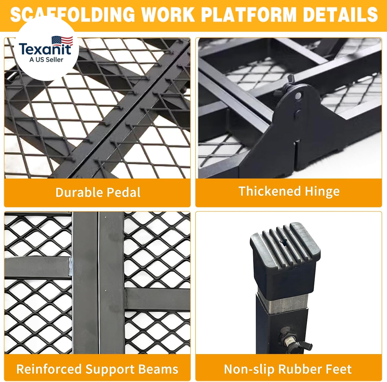 Scaffolding Work Platform, 29.9″ to 47.2″ Height Adjustable Work Platform, Folda
