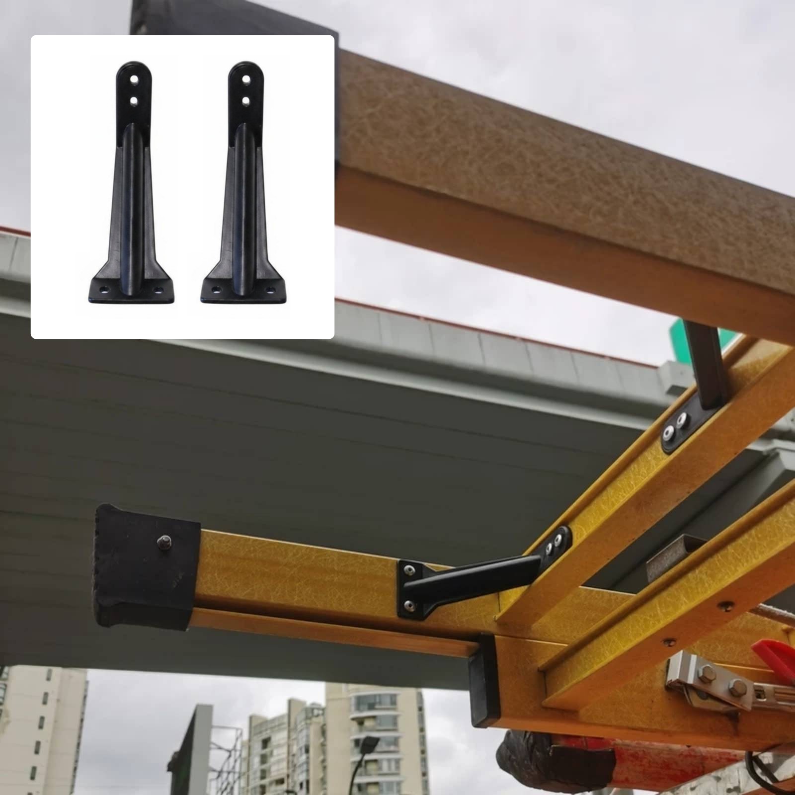 2 Pieces Ladder Reinforcement Bracket Black Ladder Reinforcement Bracket