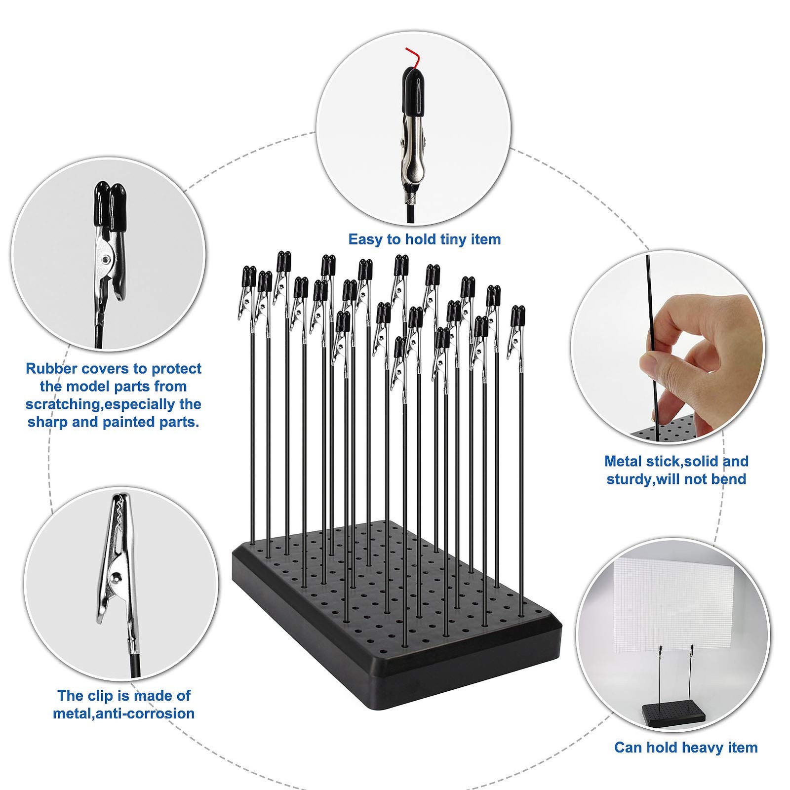 GJJC09B 1PC Painting Stand Base and 20PCS Alligator Clip Stick Set Modeling Tool