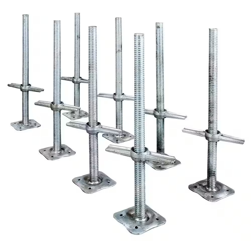 Galvanized Steel Adjustable Leveling Jacks with Heavy-Duty Base Plate 8 Pack