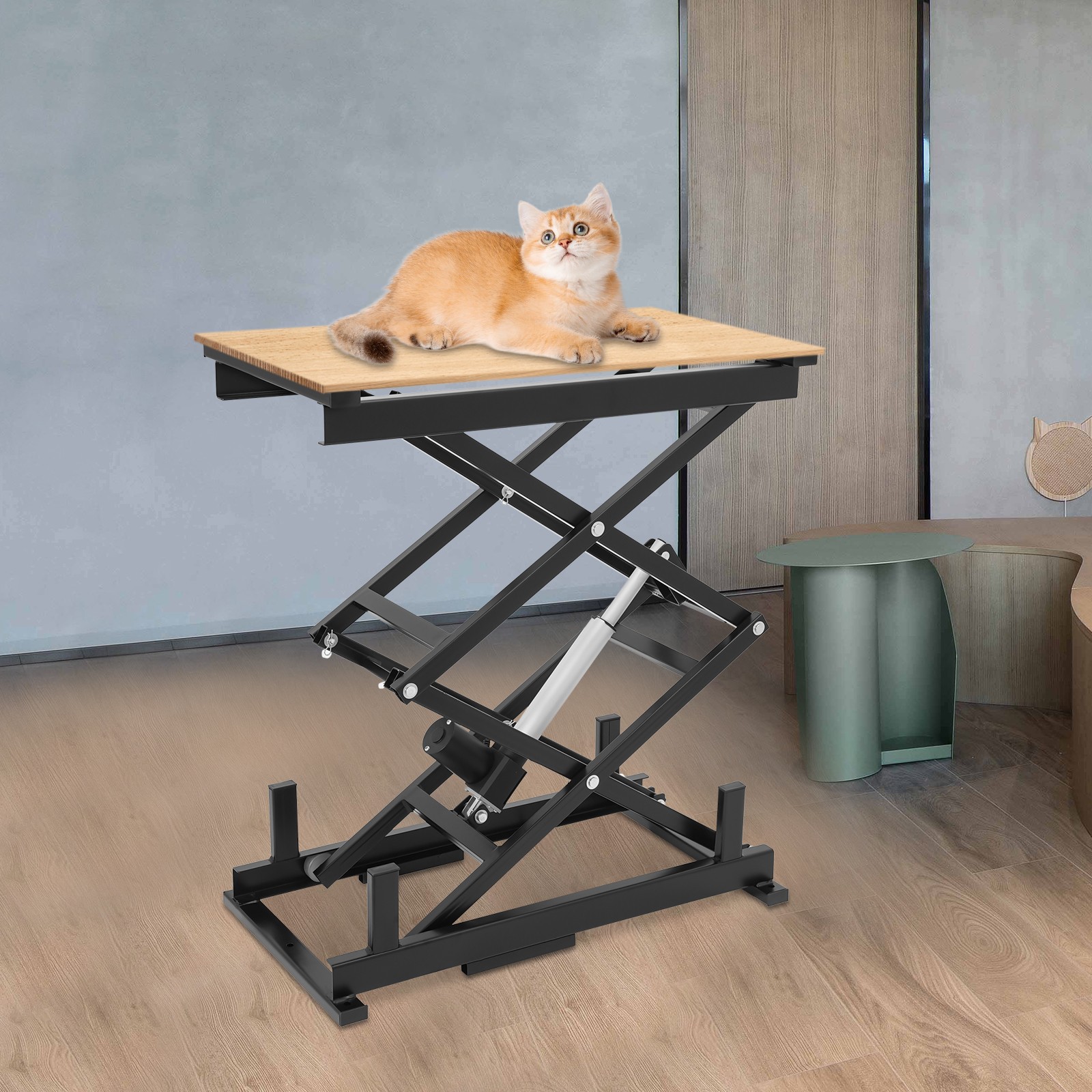 Electric Scissor Lift Table Hydraulic 140lbs Capacity Adjustable Height Foldable