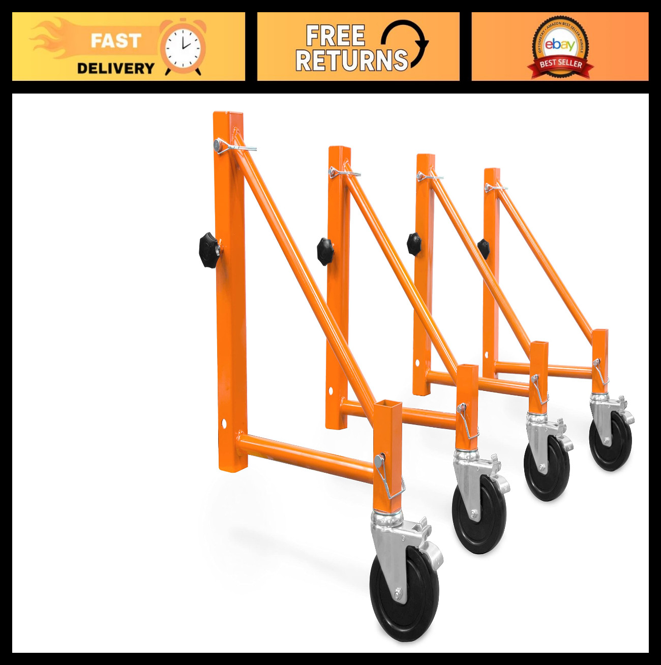 Heavy-Duty Scaffold Outriggers with 5-Inch Locking Casters – 4 Pack for Stabilit