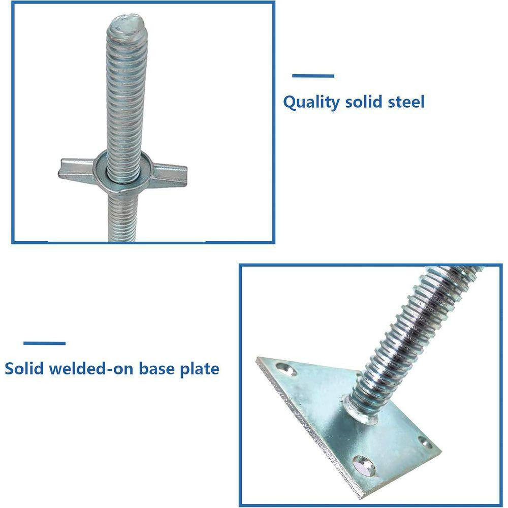 4 Pack Adjustable Leveling Jacks Solid Steel Construction with Base Plate for Ba