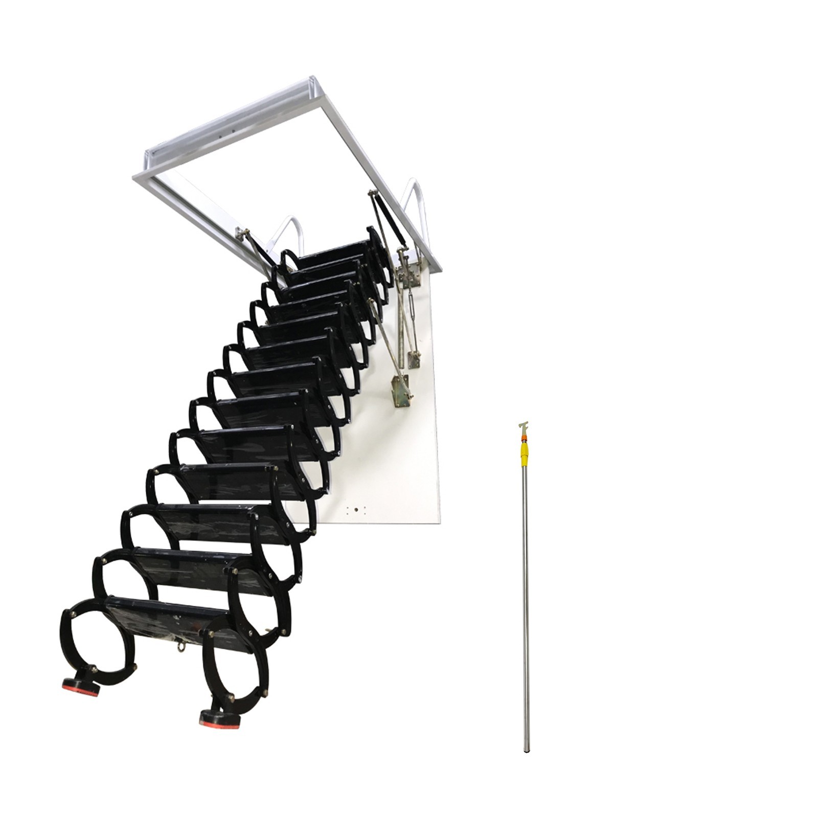 13 Steps 10.5ft Hight Black Loft Wall Ladder Stairs Hidden Folding Attic Stairs