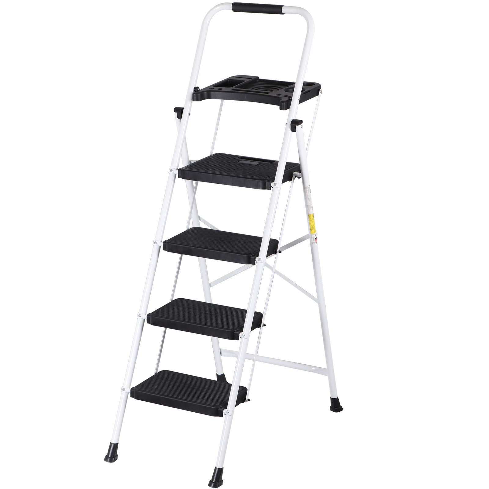 4 Step Ladder with Tool Tray Folding Step Stool with Wide Non-Slip Pedal 330lbs