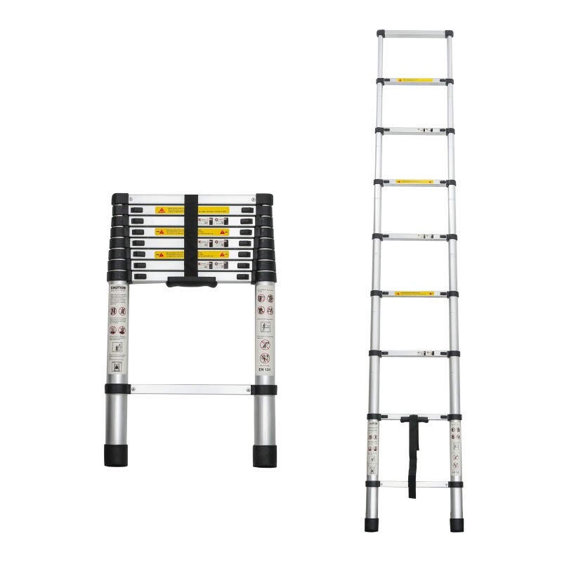8.5FT Telescoping Ladder Aluminum Folding Telescopic Extension Ladder Portable