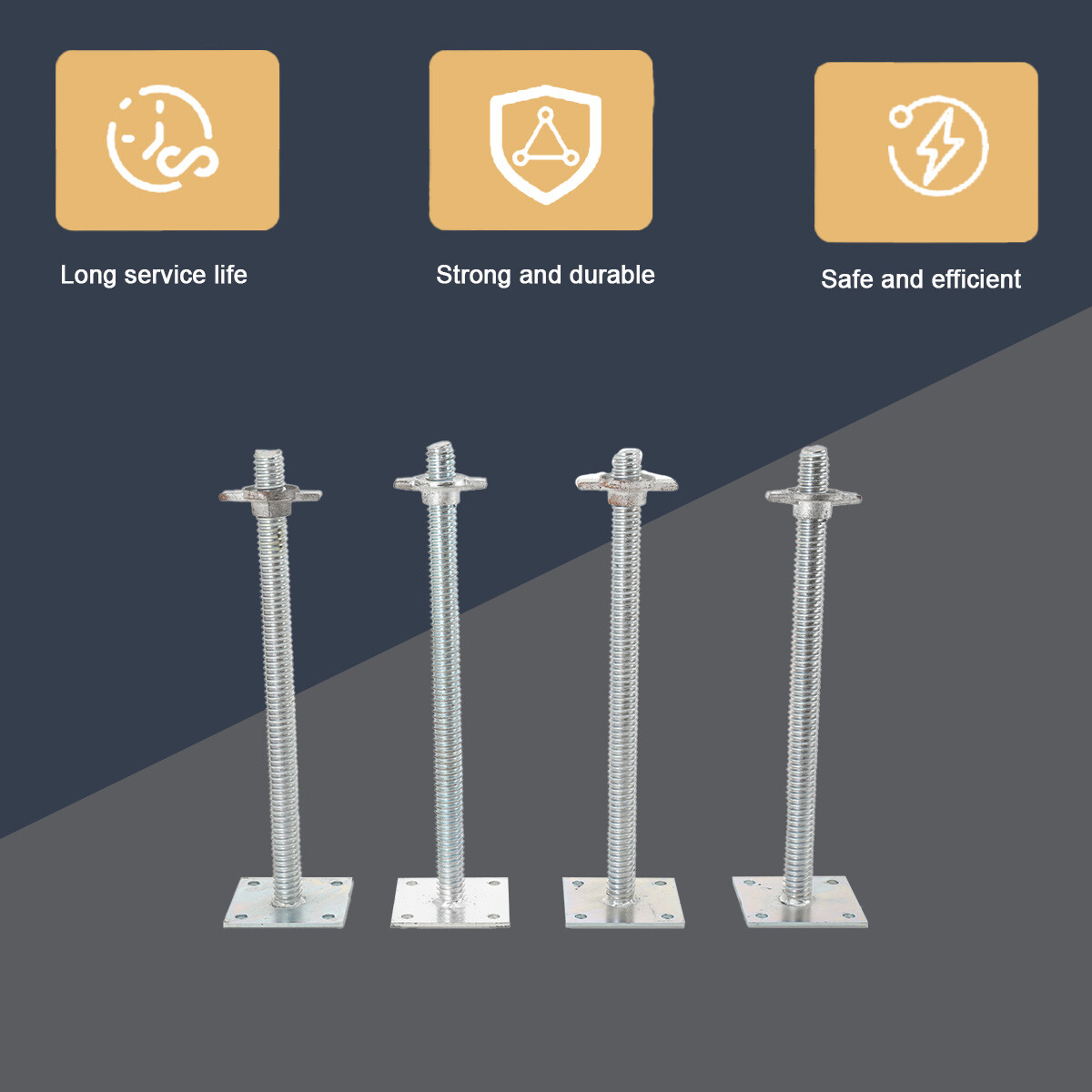 18″ Solid Adjustable Leveling Jack Scaffolding Solid Screw Jacks with Base Plate