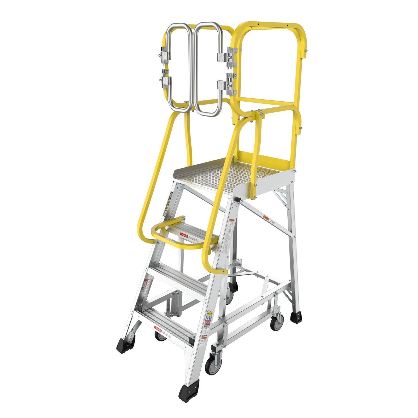 Heavy-Duty Aluminum 4 Step Rolling Platform Ladder Safe and Durable