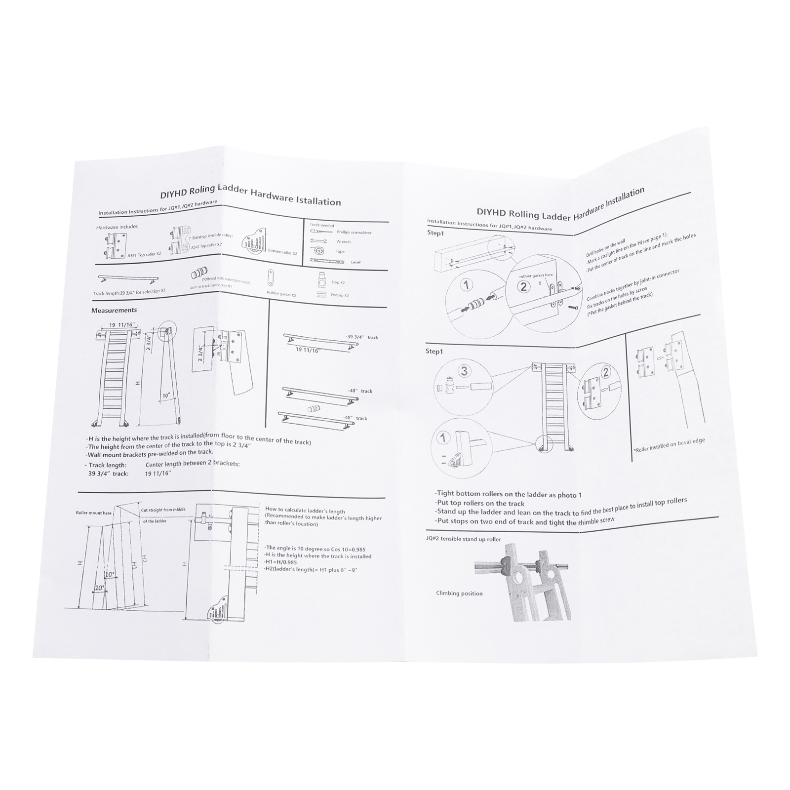 Rolling Library Sliding Ladder Hardware Kit with Brake 3.3FT Round Tube R10