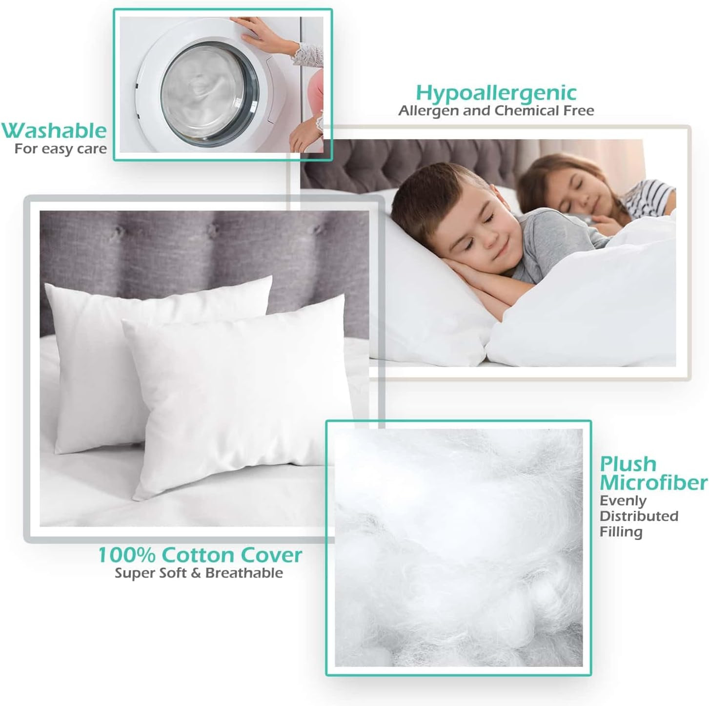2 Pack Toddler Pillow for Sleeping 13 X 18, Small Kids Pillow for Travel, Car, S