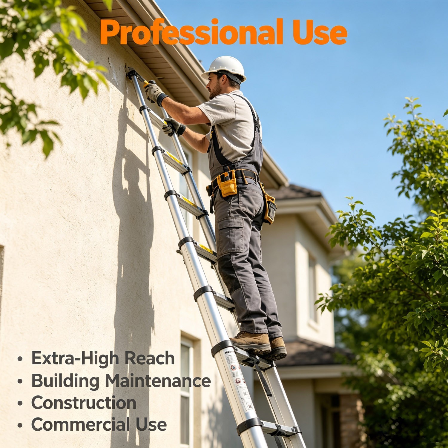8.5FT-16.5FT Folding Telescopic Aluminum Ladders Lightweight Collapsible Ladder