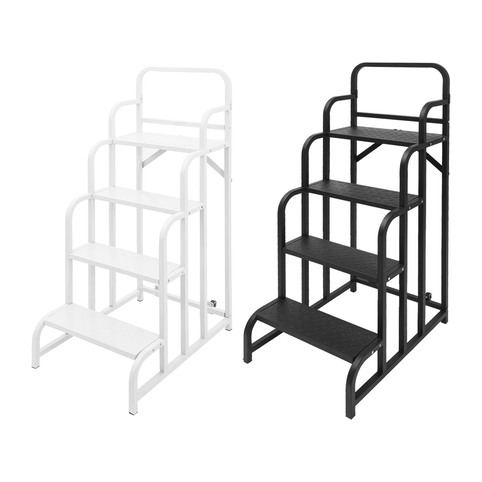 Industrial & Warehouse 4-Step Stair Carbon Steel Rolling Stair W/ 2 Wheels NEW