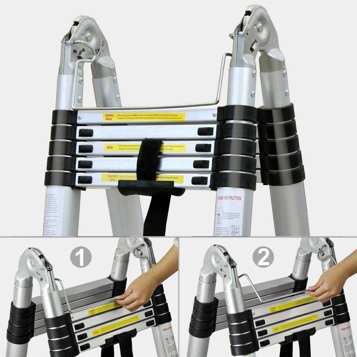 Jupitor Aluminum Telescoping 12.5FT – 3.8M(1.9+1.9m), Silver” Or “Aluminum