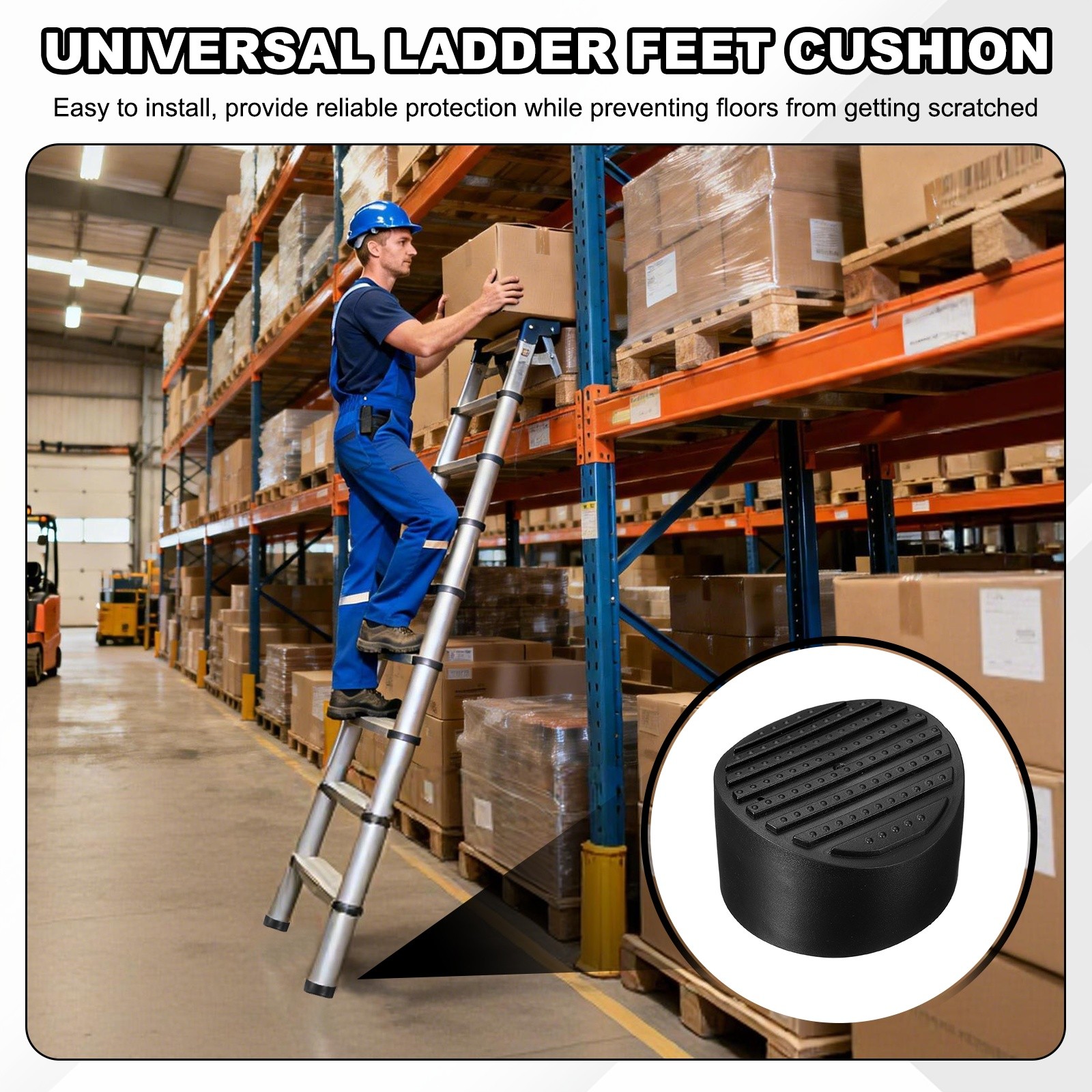 Ladder Non Slip Feet Mat (68mm ID), Rubber Round Step Ladder Foot