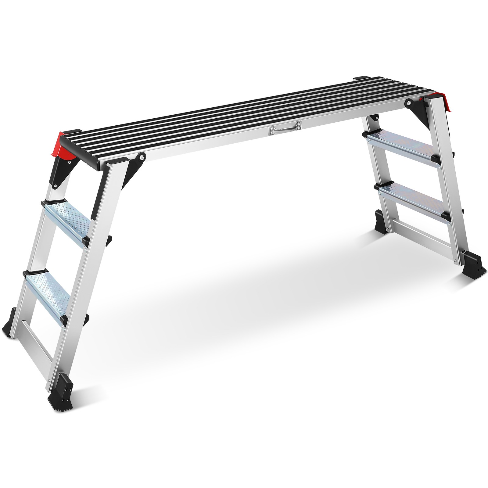 Working Platform Ladder Aluminum with Red Safety Lock 330 Lbs for Outdoor/Indoor