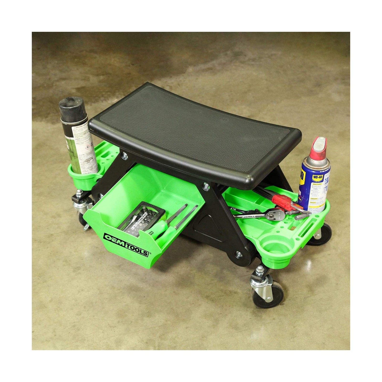 OEMTOOLS 24986 Heavy-Duty Rolling Workbench and Creeper Seat, Mechanics Stool…