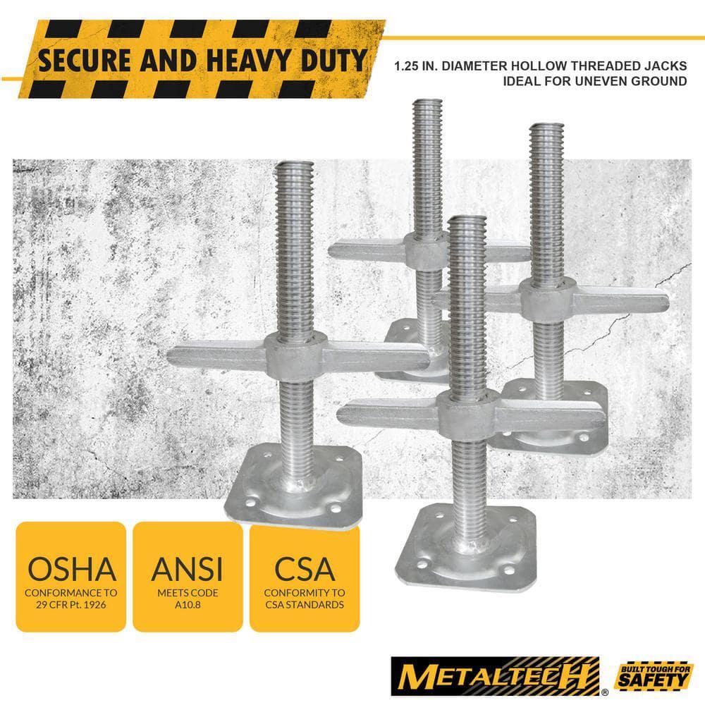 Scaffolding Leveling Jacks 12 in. Steel Safety Baker Style Platform (4-Pack)