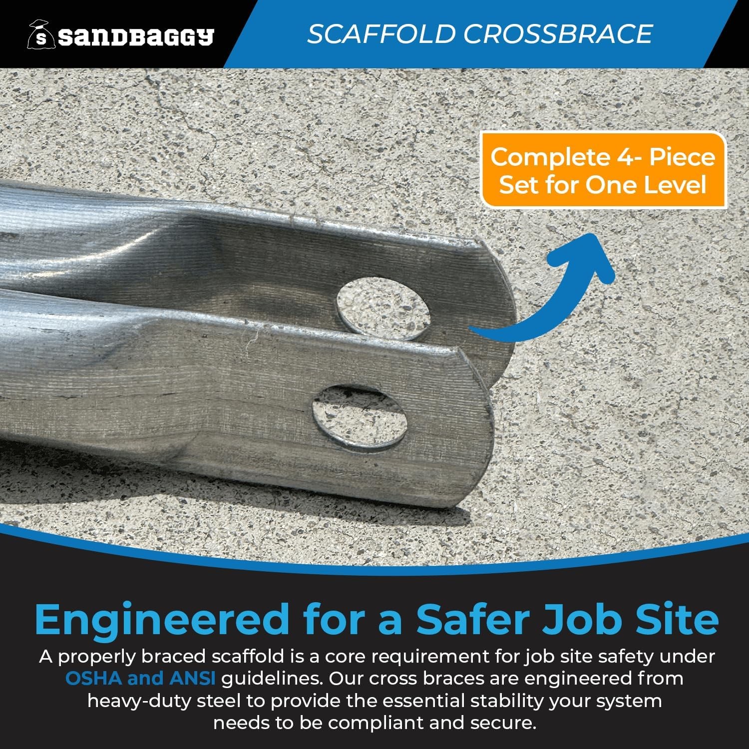 Scaffolding Cross Braces for 7′ x 4′ Frames | Steel Cross Brace – (1)
