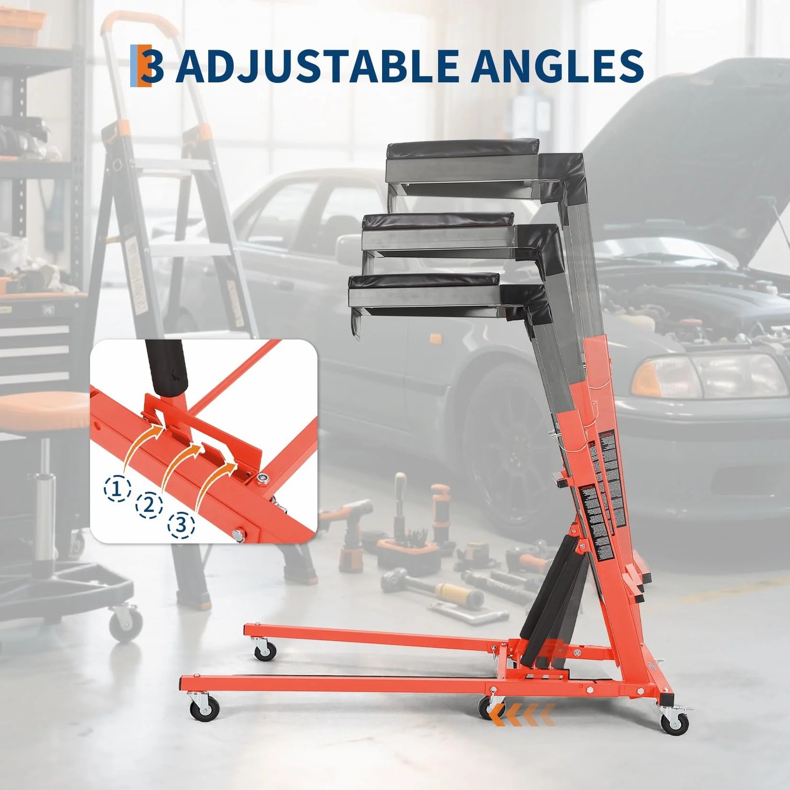 Top Automotive Creeper 400LB Foldable 6Casters For Garage Auto Repair Heavy Duty