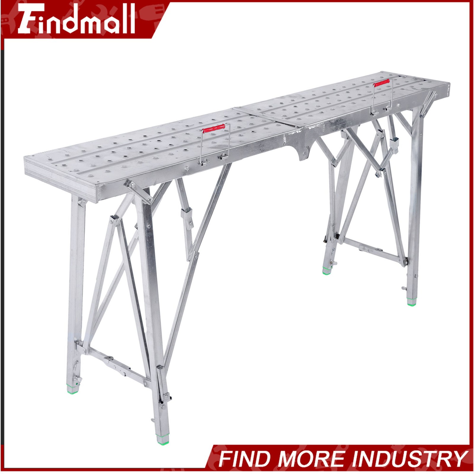 Findmall 1.6m Portable Scaffolding Adjustable Height Work Tower Ladder Stool