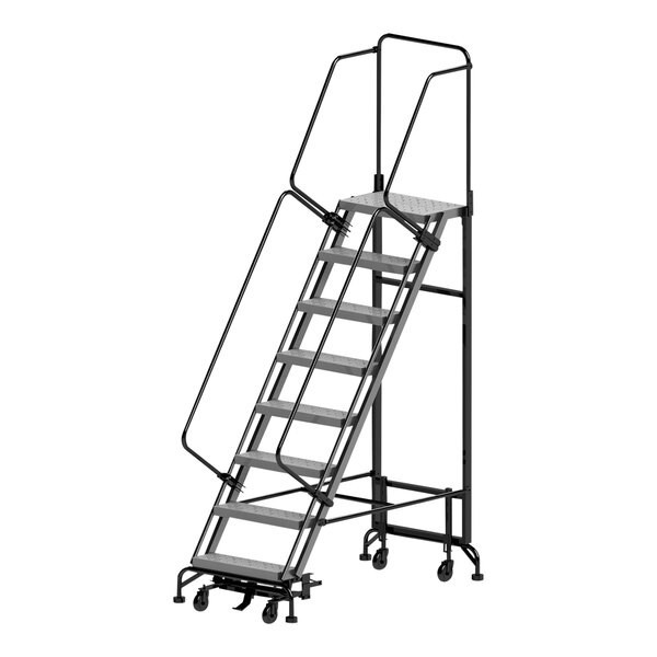 Ballymore HY-LA-083214P Hybrid 8-Step Gray Steel Rolling Safety Ladder 450 lbs