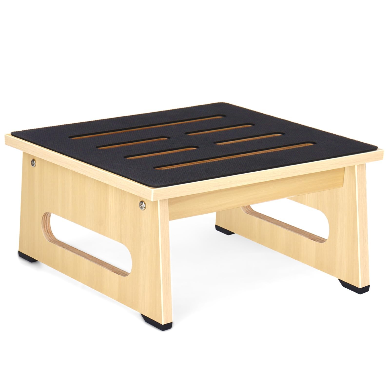 One Step Stool with Non-Slip Rubber Stepping Feet, Heavy 6.7inch, Natural
