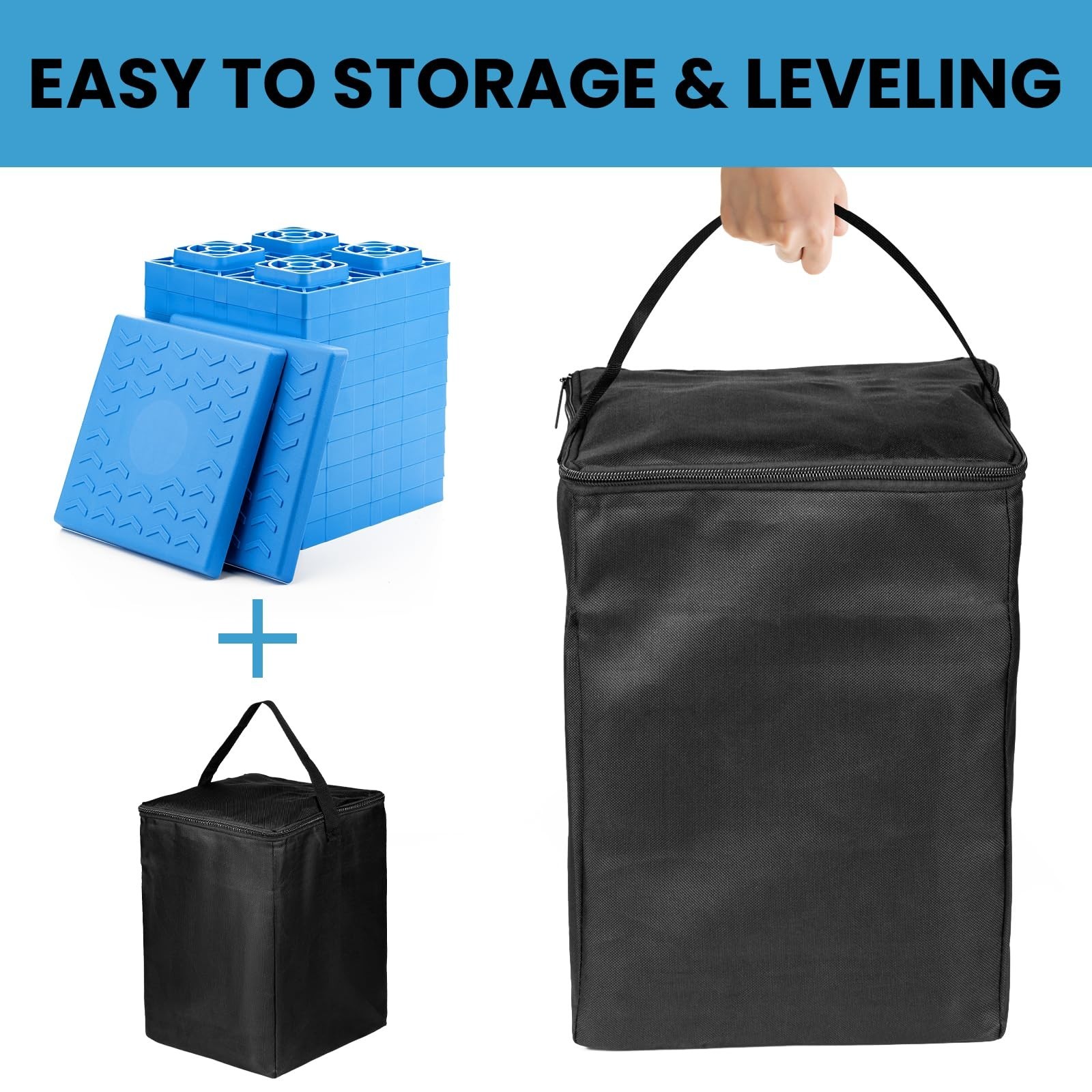 RV Leveling Blocks – 12 Pack Heavy Duty Camper Leveling Blocks with Handbag a…
