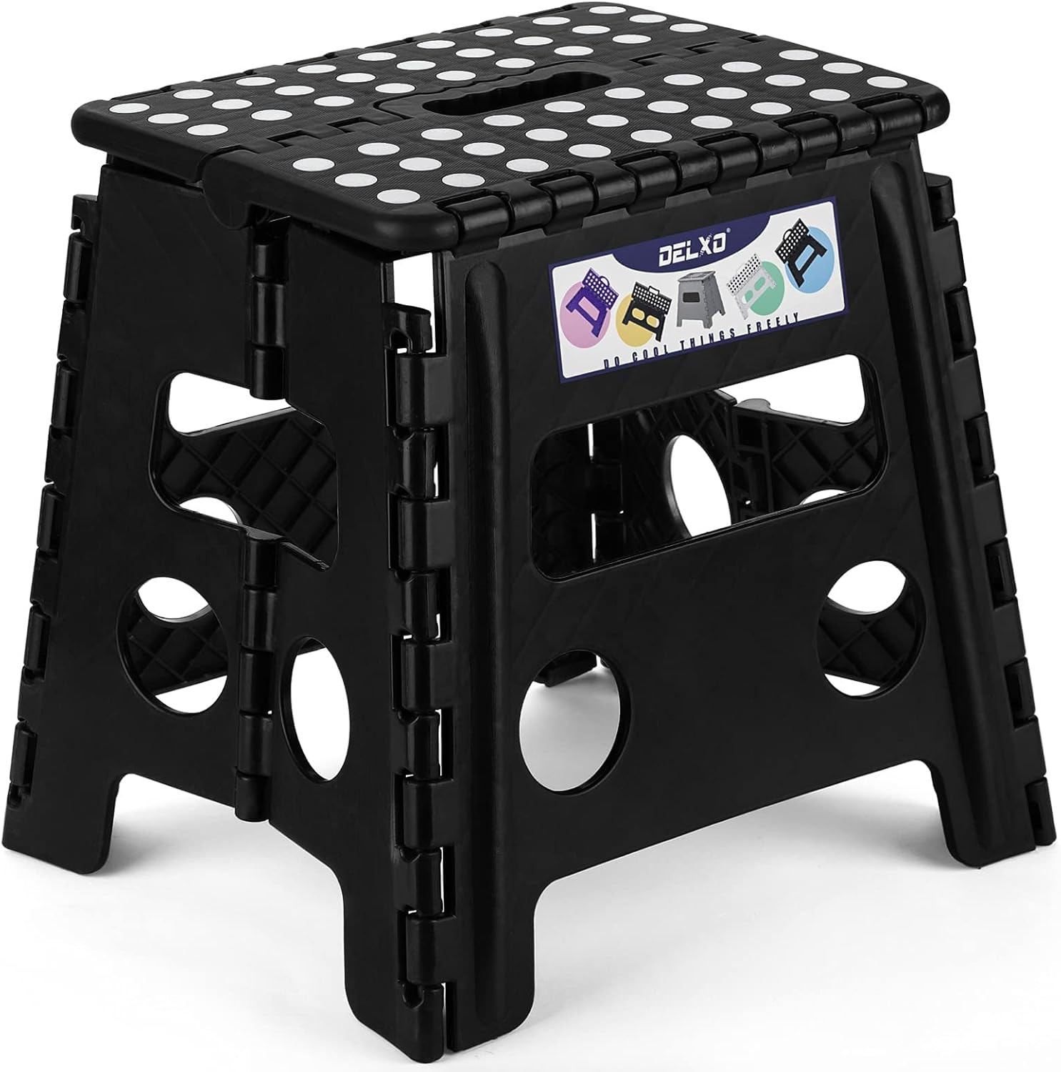 Delxo Folding Step Stool, 13 inch Non-Slip Foldable Stools Up to 300 LBS, Step