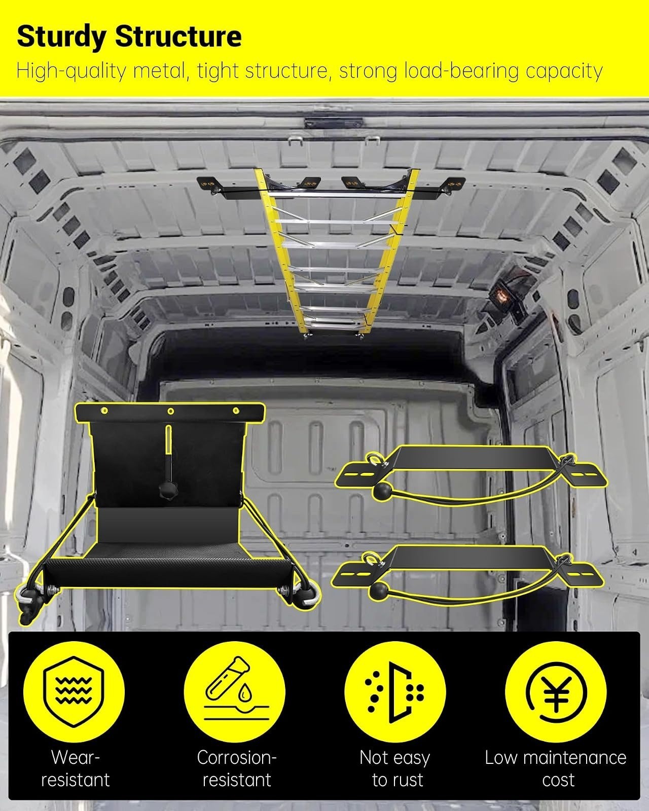 Adjustable Interior Ladder Storage Holder for Van/Trailer/Truck